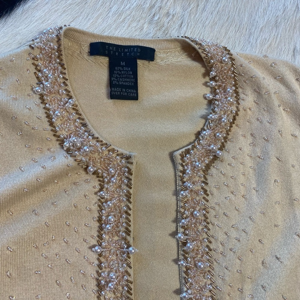 The Limited Silk beaded vintage grandmacore Cottagecore sweater cardigan - Picture 7 of 8